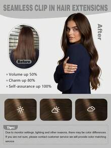 SUYYA Chocolate Brown Straight 18 Inch 120g 8pcs Seamless Clip In Hair Extensions Invisible Edge PU Weft Natural Black Real Virgin Human Hair Seamless Clip - S4 - View 6