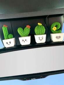 4pcs/Set Mini Artificial Plant Design Decoration Craft, Cartoon Plant Shaped Decoration Object For Home Decoration Best Gifts Birthday Graduation - Multicolor - View 6