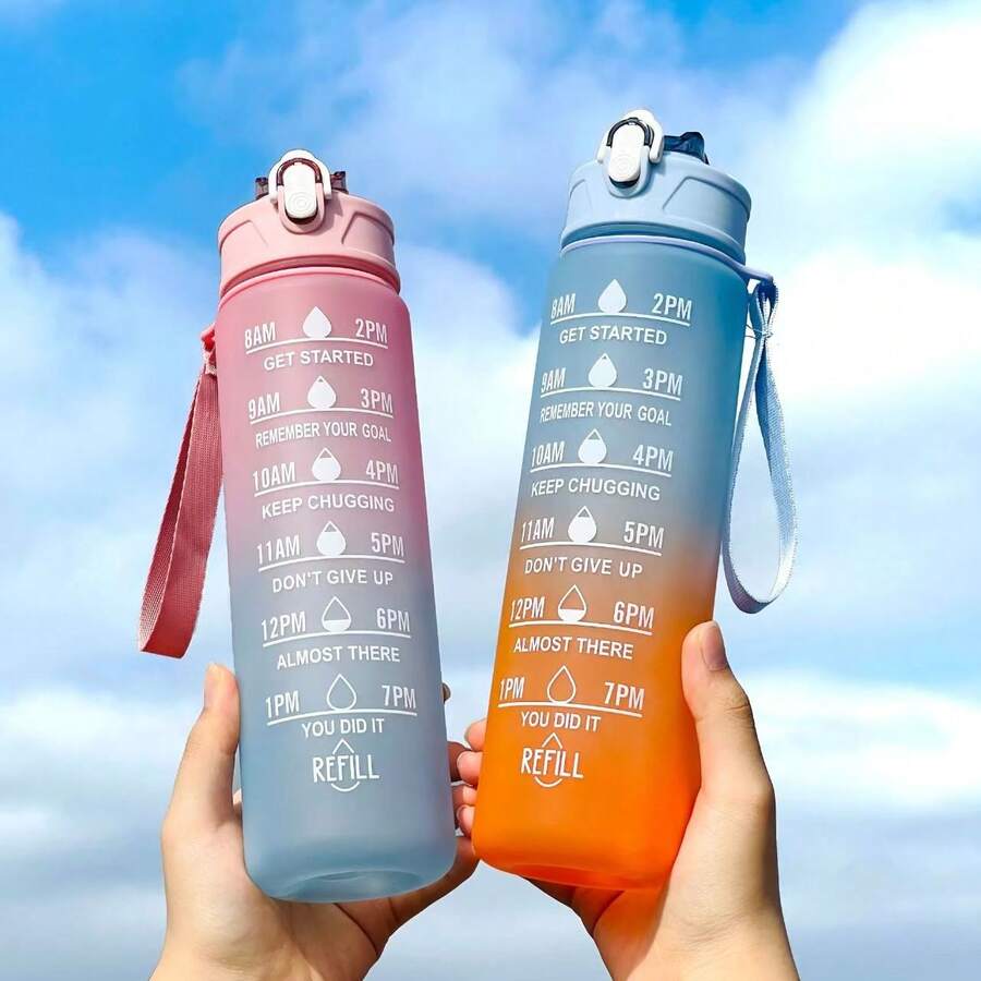 1pc 750ml Large Capacity PC Water Bottle, Sports & Fitness Portable Straw Cup, Suitable For Home, Outdoor, Travel - Multicolor - View 1