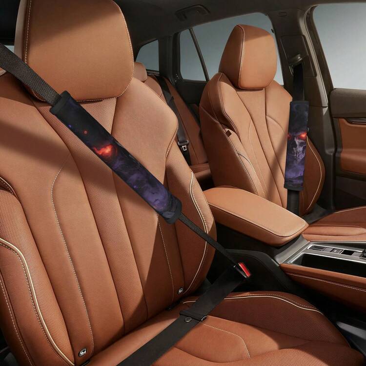 Skull Pattern Car Seat Belt Shoulder Pads, Car Safety Belt Protector, Suitable For All Seasons And Various Vehicle Models - A - View 10
