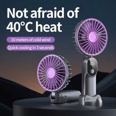 Mini Portable USB Fan, 6-Speed And Digital Display - 3-In-1 Foldable Hand-Held, Neck, And Desk Fan, Suitable For Travel, Beach And Outdoor Use - Rechargeable Lithium Battery, Travel Essential, Modern Aesthetics | Lightweight Design, Handheld Fan