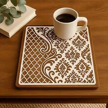 Reusable Vintage Floral Pattern Template, Suitable For DIY Wall Art, Scrapbooking And Embossing - Durable PET Plastic, Easy To Use 11.8 Inch X 11.8 Inch Template - A - View 5