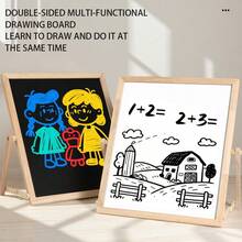 Bảng vẽ đa năng gấp gọn cho trẻ em (đen trắng + bảng trắng từ tính), bảng vẽ từ tính hai mặt bằng gỗ kèm nhãn dán số và chữ cái từ tính, bảng viết và vẽ thông minh cho giáo dục sớm. - Nhiều màu - Xem 4