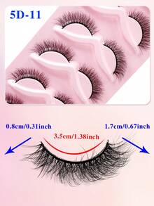 ENCHUW 5 Cặp Mi Giả Lông Chồn Xoăn Tự Nhiên Kiểu Mắt Mèo, Đuôi Mi Rối, Dày và Dài, Mi Giả Mềm Mại - màu đen - Xem 2