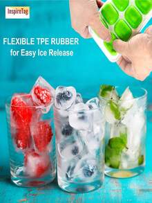 1pc/2pcs Covered Ice Cube Tray. Silicone Ice Mold. Reusable Ice Tray For Mixing Cocktails, Coffee, Beer, And Other Beverages. - Multicolor - View 8