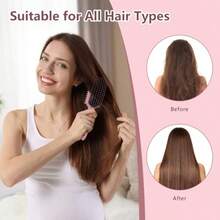 Curl Defining Brush Curly Hair Brush Slick Back Hair Brush For Combing And Shaping Curls In All Hairstyles To Reduce Pulling Pink - Hồng - Xem 7