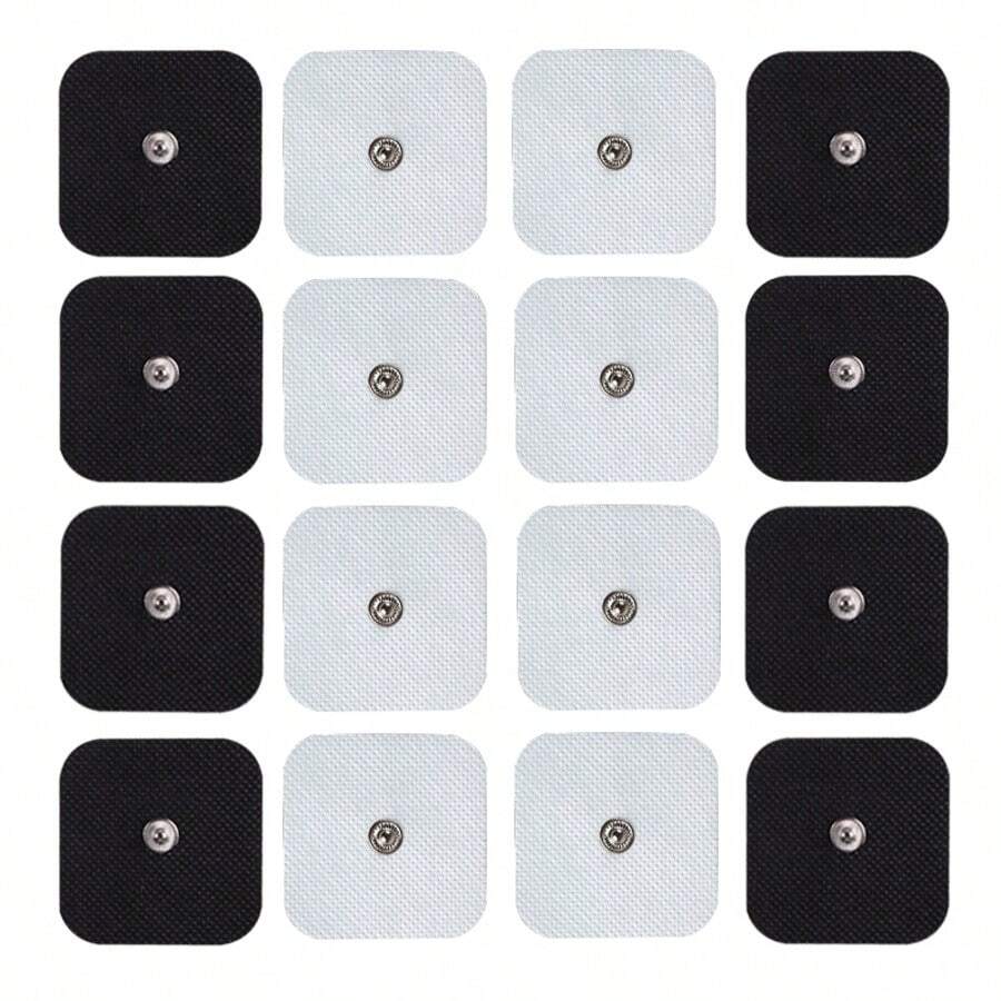 Almohadillas de electrodo de 5*5cm, almohadillas de reemplazo de hidrogel no tejido para dispositivos de masaje y terapia TENS, parches de electrodo con conector de 3,5 mm - Blanco - Ver 1