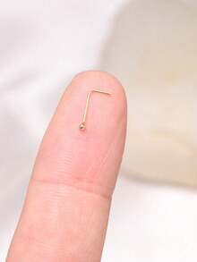2个925纯银1毫米迷你L形鼻环/鼻钉，时尚人体穿刺饰品 - 金色 - 查看 7