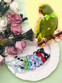 7pcs Mini Cute Limited Edition Multi-Color Polka Dot Bird Bow Ties, Elastic Adjustable Decorative Bow Ties, Parrot Decor Accessories Suitable For All Seasons, Photo Prop, Random Style Delivery - Multicolor - View 5