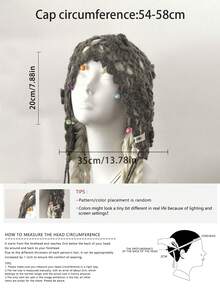 1件波希米亞鏤空流蘇針織帽，手工珍珠頭巾便帽女款，珍珠流蘇編織帽，時尚百搭顯臉小套頭帽，鏤空頭巾，復古顯臉小鏤空針織帽，大頭圍手工鉤編頭巾，流蘇頭飾帽，波希米亞花卉鏤空編織帽 - 彩珠花朵 - 查看 3