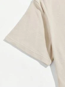 Camiseta de manga corta con cuello redondo y diseño sencillo para hombres - Albaricoque - Ver 8