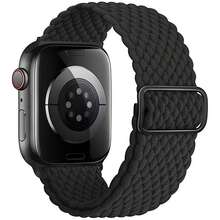 1条编织单环兼容表带，尺寸：38mm、40mm、41mm、42mm、44mm、45mm、46mm、49mm，弹性尼龙可调节运动替换表带，适用于 Series 10、9、8、7、6、5、4、3、2、1、SE/Ultra - 黑色 - 查看 1