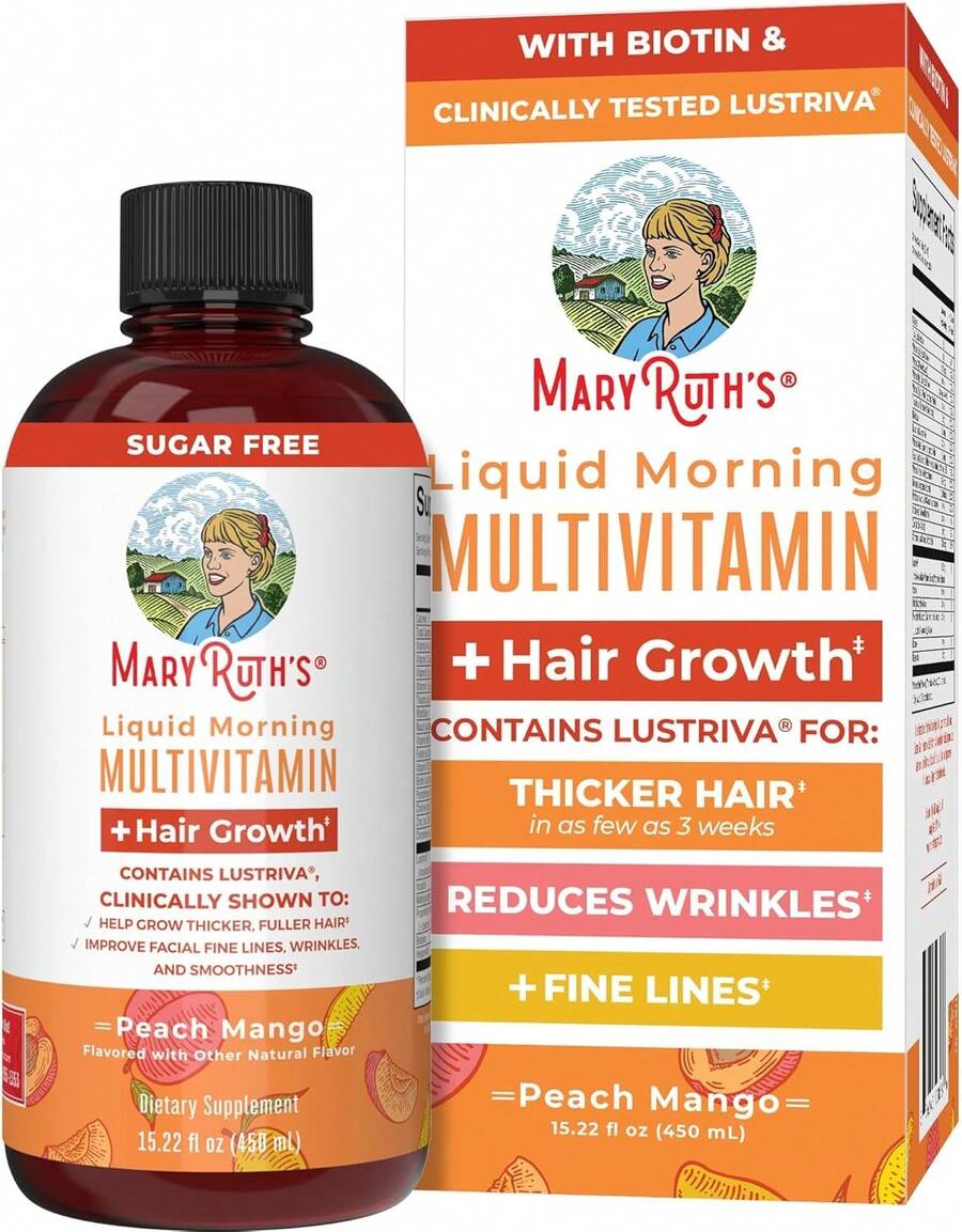 Liquid Multivitamin+Hair Growth |   Biotin 10000mcg |    Hair Growth Supplement |   Clinically Tested In Women For Thicker Hair&Facial Wrinkle |   Skin Care |   Ages 18+ |   15.22 Fl Oz - 1 - 查看 1
