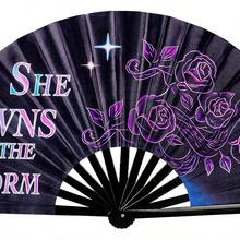 Large Black Snake Print Folding Hand Fan Loud Clack Rave Festival Club Party Accessory Stylish Dance Statement Fan - rắn - Xem 7