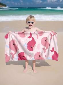 1 buc prosop de plajă pentru copii cu desene animate, balenă roz, pătură de plajă extra mare din microfibră super moale, prosop de baie super absorbant, potrivit pentru călătorii, piscină, scufundări, surfing, yoga, camping, disponibil în mai multe dimensiuni, accesoriu de plajă - Multicolor - Vizualizare 6