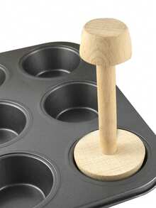 Dụng cụ nén bánh tart, dụng cụ nén bánh ngọt hai mặt bằng gỗ, khuôn nén bánh trứng tart, dụng cụ đẩy bánh ngọt tự làm cho nhà bếp, dụng cụ làm bánh tiệc tùng, khuôn bánh pie, tart và quiche. - Màu Khaki - Xem 1