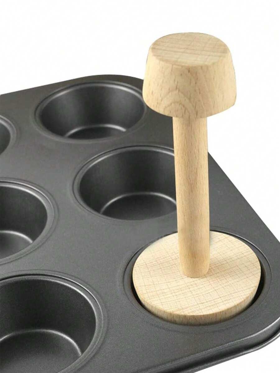 Dụng cụ nén bánh tart, dụng cụ nén bánh ngọt hai mặt bằng gỗ, khuôn nén bánh trứng tart, dụng cụ đẩy bánh ngọt tự làm cho nhà bếp, dụng cụ làm bánh tiệc tùng, khuôn bánh pie, tart và quiche. - Màu Khaki - Xem 1