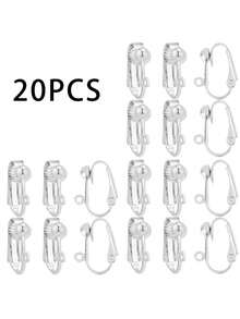 20 chiếc kẹp tai lò xo, thích hợp cho khuyên tai không cần xỏ lỗ, linh kiện chuyển đổi khuyên tai kẹp bằng đồng thau để tự làm khuyên tai và khuyên tai không cần xỏ lỗ. - Nhiều màu - Xem 7
