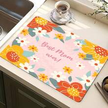 1pc Vintage Floral Blotter - Multipurpose Absorbent Pad For Mother's Day Decor, Polyester Waterproof Countertop Protector Mat For Kitchen, Dining Table, Washing Machine, Bathroom Vanity, Coffee Machine, Party Supplies To Add Happiness To Home - Red Flower Heart Frame - View 8