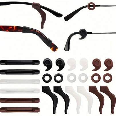 24PCS Anti-Slip Earmuffs Glasses 12 Pairs Of Silica Gel Glasses Leg Bracket Anti-Slip Earmuffs Fixed Glasses
