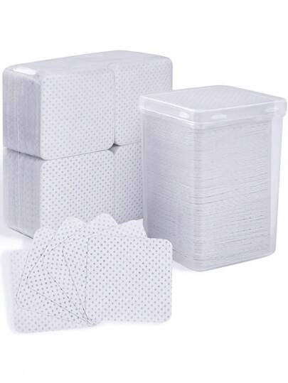 1000 miếng khăn lau móng không xơ, miếng lau móng bằng vải không dệt, khăn lau keo nối mi, dụng cụ vệ sinh móng (màu trắng)