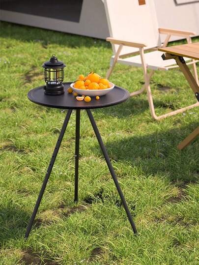 1pc Piece Exquisite Folding Small Round Table, A Portable And Foldable Small Beverage Table For Outdoor Travel, A Must-Have Tool For Outings, Suitable For Hiking, Camping, Picnics, Traveling, Car Snack Table, Garden And Courtyard Furniture, Living Room Sofa Side Table, Balcony Coffee Table