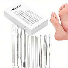 Set Of 10 Stainless Steel Tools For Ingrown Toenail And Cuticle Removal - A Scent-Free Pedicure And Manicure Kit, Perfect As A Gift, DUANGDUANGBIU Foot Care - Multicolor - View 1