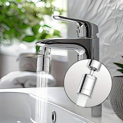 360° Rotating Stainless Steel Dual-Mode Faucet Aerator, Compact Kitchen And Bathroom Sink Faucet With Two Spray Patterns, Convenient For Washing And Hair Rinsing. Suitable For Kitchen And Bathroom Sink Faucets. Great Gift For Easter And St. Patrick's Day.