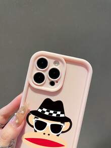 Paul Frank 授权竹制手机壳，全包防震保护，带摄像头保护盖，棋盘格猴子图案，全新设计，适用于 13/14/15/16/17 Pro Max - 彩色 - 查看 4