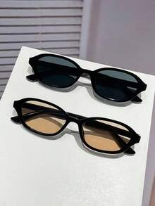 2 piezas Juego de gafas de moda para mujer, versátil casual para uso diario, fiesta, estilo callejero, esencial de verano, negocios casuales, citas, al aire libre, Y2K - Multicolor - Ver 2