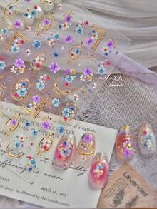 1 pieza Marco de flor de metal Pegatina de arte de uñas, esencial para artistas de uñas, Pegatinas de uñas florales 5D de primavera/verano, Decoraciones de arte de uñas, Pegatinas de uñas hechas a mano, Puntas de uñas, Accesorios de uñas autoadhesivos DIY, Mejores suministros de arte de uñas para niñas y mujeres, Entusiastas del arte de uñas - Multicolor - Ver 3