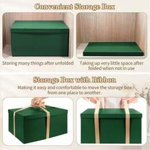 Storage Box, Green Storage Boxes With Lids 38 X 28 X 19 Cm Large Storage Box With Ribbon Cardboard Storage Boxes For Home Bedroom Living Room Office School - A - View 6
