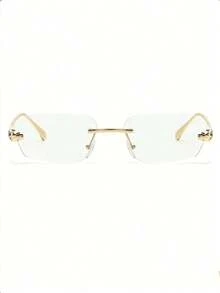 一副多边形小框多功能个性女式眼镜，时尚个性眼镜，适合旅行和海滩佩戴 - 2520-透明片 - 查看 2