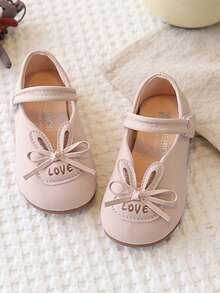 1双女童兔耳平底鞋，刺绣可爱设计，儿童软底防滑透气皮革休闲凉鞋，百搭时尚运动鞋，适合春、夏、秋、冬四季穿着 - 粉色 - 查看 11