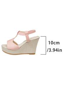 Sandal Wanita Fashion Musim Panas Model Slip-On dengan Ujung Bulat dan Terbuka, Nyaman untuk Pantai, Ukuran Besar - Berwarna merah muda - View 3