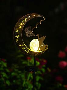 1pc Solar Powered Cat Paw, Butterfly & Moon Lawn Light, Waterproof Moon Garden Solar Lamp, Suitable For Grave, Balcony, Lawn, Yard, Path, Garden Decor, Birthday/Mother's Day Gift For Mom, Grandma - Multicolor - View 8