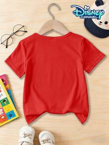Disney Cartoon Cars Speedy Racing Car's Energetic Smiling Face Summer Short-Sleeve T-Shirt For Children (6M-3Y) - Comfortable, Soft, Skin-Friendly, Sweat-Absorbent, And Breathable. New Summer Style Round Neck Casual T-Shirt For Infants And Toddlers. Pairs Well With Wide-Leg Jeans, Cargo Shorts, Casual Sports Pants, And Stretch Leggings. Accessorizes With Baseball Caps, Striped Hair Accessories, Mini Crossbody Bags, Breathable Mesh Sandals, And More. Suitable For Theme Park Visits, Family Trips, Outdoor Parties, Birthday Parties, Weekend Outings, Outdoor Play, Camping Picnics, Neighborhood Walks, Shopping Malls, Supermarkets, Family Vacations, And More. Features Speedy Racing Car's Big Smiling Face Design. Soft, Comfortable, And Non-Sticky. A Top Choice For Summer Theme Park And Family Vacation Outfits For Infants And Toddlers. - Red - View 3