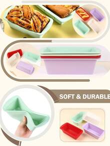 4pcs Silicone Toast Bread Mold, Non-Stick Baking Mold, Easy Release Bread Mold, Suitable For Homemade Bread, Cake, Brownie - Multicolor - View 8