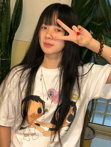 新款夏季 Z 世代 Y2K 风格女式趣味卡通人物印花圆领短袖 T 恤 - 白色 - 查看 3