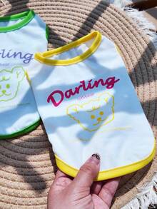 Cute Bear Print Dog Vest, Breathable Pet Tank Top, Small/Medium Dog Summer Sleeveless Clothes, Soft Teddy Pomeranian Chihuahua Puppy T-Shirt, Fashionable Pet Daily Walking Outfit - Multicolor - View 12