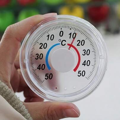 1 pieza Termómetro de material plástico - Autoadhesivo, alta precisión de 0.1°C, adecuado para ventanas, paredes, invernaderos, jardines, hogar/oficina, camping, interior/exterior, monitoreo de temperatura estacional/anual, aplicable para medir la temperatura del agua de piscinas, manantiales, jacuzzis y estanques, diseño ergonómico, uso durante todo el año