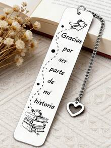 1 chiếc thẻ đánh dấu sách bằng thép không gỉ khắc dòng chữ tiếng Tây Ban Nha "Gracias Por Ser Parte De Mi Historia" (Cảm ơn vì đã là một phần trong lịch sử của tôi) - Món quà ý nghĩa dành cho giáo viên, bạn bè, người thân, đồng nghiệp, gia đình. - Sách Gracias - Xem 1