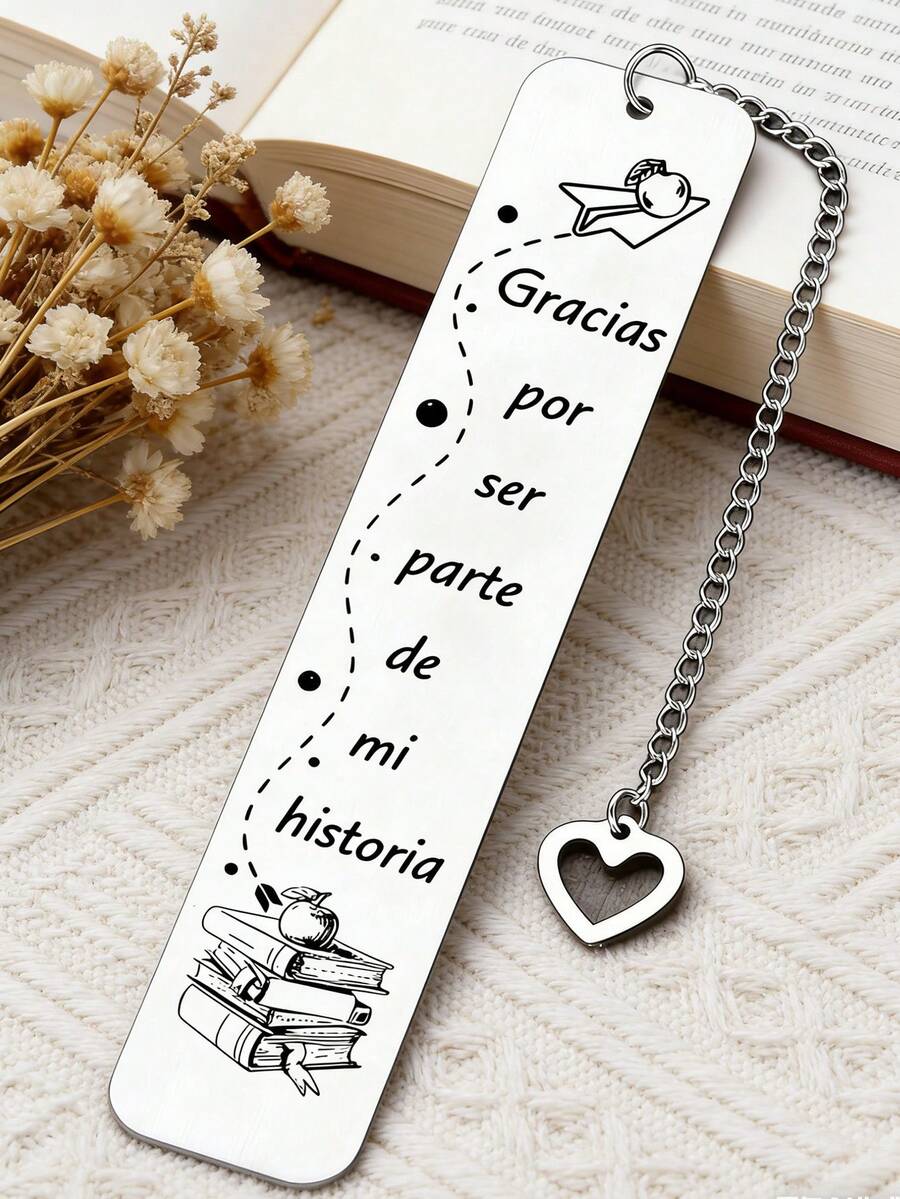1 chiếc thẻ đánh dấu sách bằng thép không gỉ khắc dòng chữ tiếng Tây Ban Nha "Gracias Por Ser Parte De Mi Historia" (Cảm ơn vì đã là một phần trong lịch sử của tôi) - Món quà ý nghĩa dành cho giáo viên, bạn bè, người thân, đồng nghiệp, gia đình. - Sách Gracias - Xem 1
