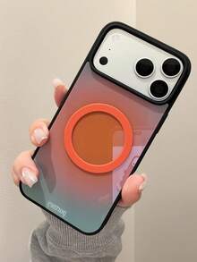 Cute Gradient Color Magnetic Phone Case Compatible With IPhone 17ProMax 17Pro 17 16 15 14 13 Pro Max Candy Color Jelly Protection Shockproof Bumper Cover Wireless Charge - تدرج اللون البرتقالي والأخضر - مشاهدة 1