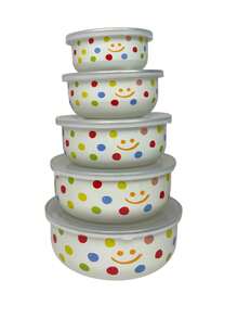 5 件套多色搪瓷密封食品储存容器套装,10/12/14/16/18 盎司,水果、蔬菜盛菜碗,带盖子,厨房,圣诞礼物 - 多色保鮮碗5件套裝 - 查看 29