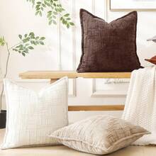 45x45cm Soft Faux Cashmere Pillow Cover, Decorative Solid Color Cushion Cover For Living Room, Bedroom, Sofa, Chair - Beige - View 9