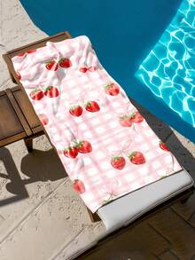 1pc Cherry Pink & White Plaid Children's Beach Towel, Super Soft Microfiber Extra Large Beach Blanket, Super Absorbent Bath Towel, Suitable For Travel, Swimming Pool, Diving, Surfing, Yoga, Camping, Available In Multiple Sizes, Beach Accessories - Multicolor - View 9