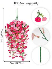 1/2/4/6 cành dây leo bạch đàn và hoa bìm bìm nhân tạo, chất liệu lụa chống tia UV, thích hợp trang trí ngoài trời, kỷ niệm, tốt nghiệp, đám cưới, tiệc tùng, nhà cửa, văn phòng, hiên nhà, sân vườn, tường nhà, mùa xuân/hè. - Hoa bìm bìm treo tường màu hồng chuyển sắc + viền trắng hồng - Xem 13