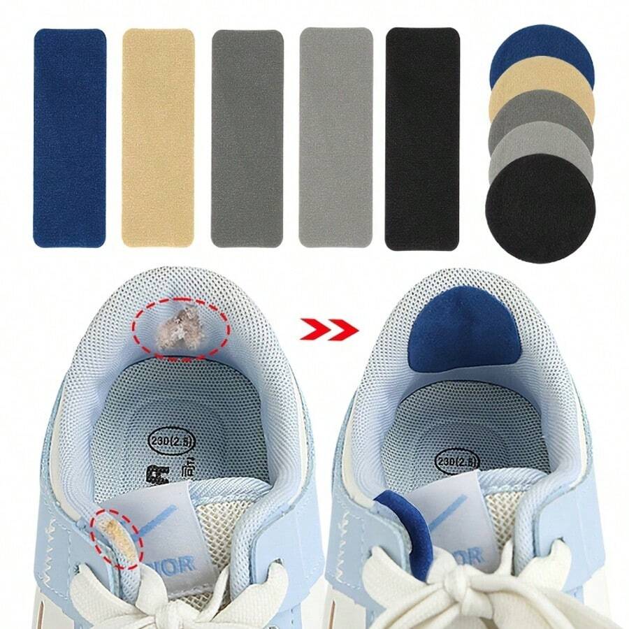 6pcs Shoe Self-Adhesive Insoles Repair Patches, Anti-Friction And Heel Protection, Washable For Various Shoe Types, Non-Damaging To Shoes - Style a - View 1