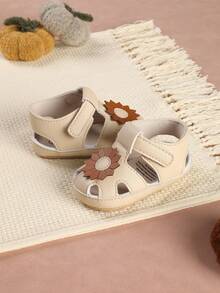 1 Pair Infant Flower Hollow Design Flat Sandals, Minimalist Versatile For Summer - Apricot - View 5